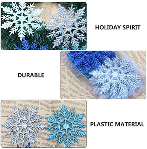 PartyKindom 24kom Glitter Snowflakes Plastic Božić pahuljice prozor ukras Božić dekoracije