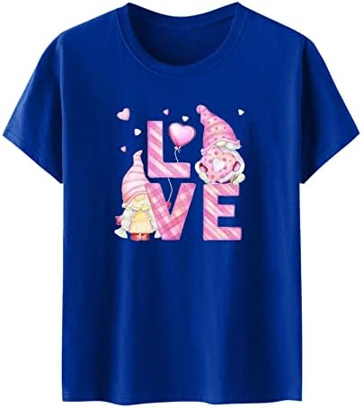 Funny Valentines Shirts for Women Summer Cute tee Shirts kratki rukav Osnovni Tee prugasti patuljak Print Holiday