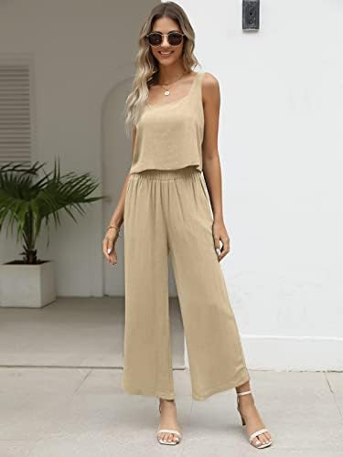 AUTOMET ženske odjeće od 2 komada Lounge Matching Sets lanene pantalone sa širokim nogavicama trenerke sa džepovima 2023 modna odjeća