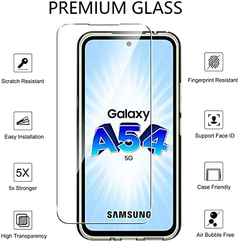 Suttkue za Samsung Galaxy A54 5G zaštitnik ekrana kaljeno staklo flim sa Samsung Galaxy A54 kućištem, 9h tvrdoća, protiv ogrebotina, futrola, protiv otiska prsta, apsorpcija udara