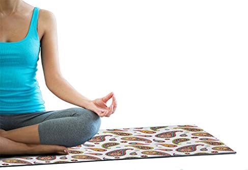 Ambesonne Paisley Yoga Ručnik, vintage perzijski Paisley uzorci na običnom pozadinu s nadahnutim hipima, neklizajući znoj za apsorpciju joge pilates pokrivač za vježbanje, 25 x 70, višebojna