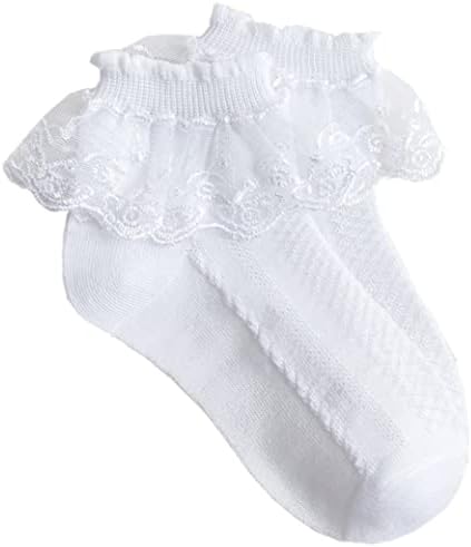 Tuimiyisou djevojke čipke čarape za gležnjeve prozračne ruffle princeze kratke čarape za 1-3t bebe bijele 1pair djevojke čarape za gledanje