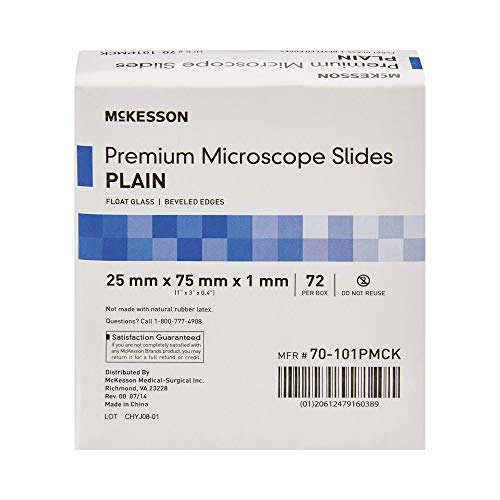 McKesson Premium mikroskopski tobogani, običan, Float staklo, Zakošene ivice, 25 mm x 75 mm x