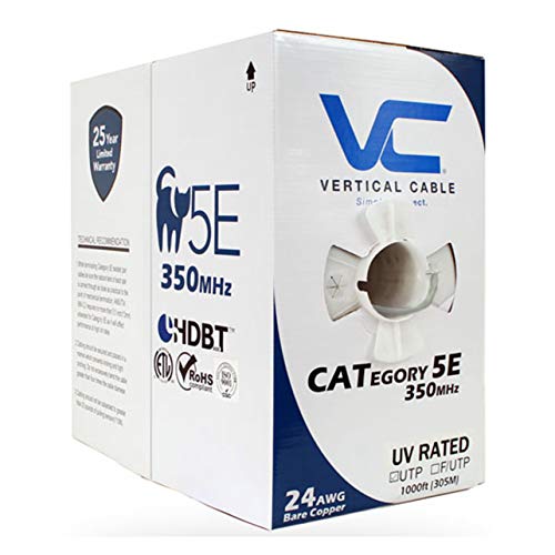 Vertikalni kabl Cat5e, 350 Mhz, UTP, UV omotač, vanjski, CMX, 1000ft, rasuti Ethernet kabl, siva
