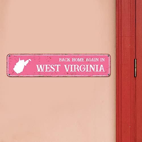 Ponovo nazad u Virginia Wall Art Decor Metal znak Virginia State Silhouette Vintage Farmhouse potpisuje