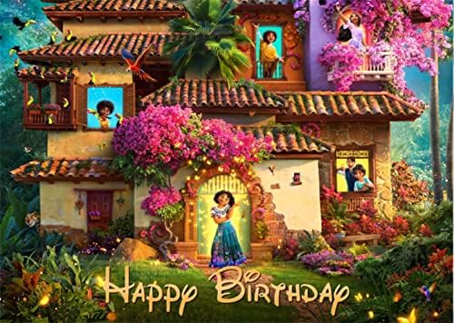 Colorwonder Encanto Sretan rođendan pozadina 5x3 magična cvjetna kuća Mirabel Encanto Rođendanska