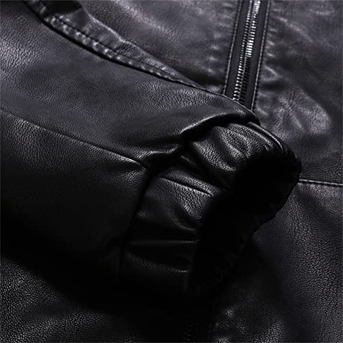 Muška jakna sa kapuljačom od umjetne kože Vintage PU Leather Moto Hoodies vanjska odjeća sa patentnim zatvaračem