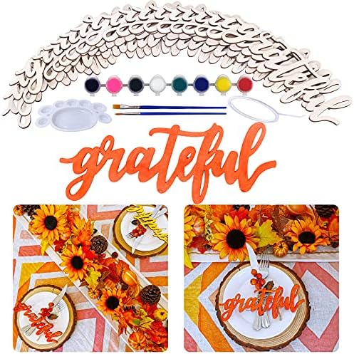20 kom Grateful Wood Sign word Sign Craft Kit za farbanje nedovršena Wood Grateful Cutouts Grateful