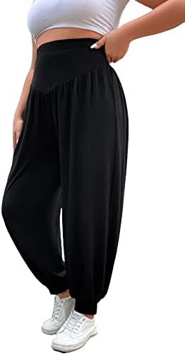 Makemechic ženske plus veličine casual visokog struka harem pantalone temmske hlače