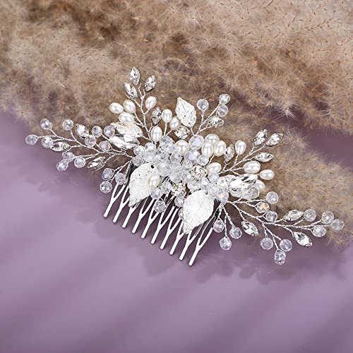 Teyglen list Bridal Pearl Crystal češalj za kosu ručno rađeni vjenčani zlatni srebrni komadi za kosu za mladenku