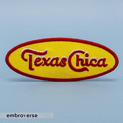 Vezer Texas Chica Patch - Lijepa žena Smiješne citate sassy - vezeno željezo na zakrpama - Veličina: 3,9 x 1,5 inča