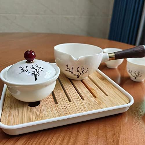 Youngky Porculan Chinese Ceramic Gongfu Tea set za čaj, prijenosni putni čaj sa 360 rotacijskih čaja