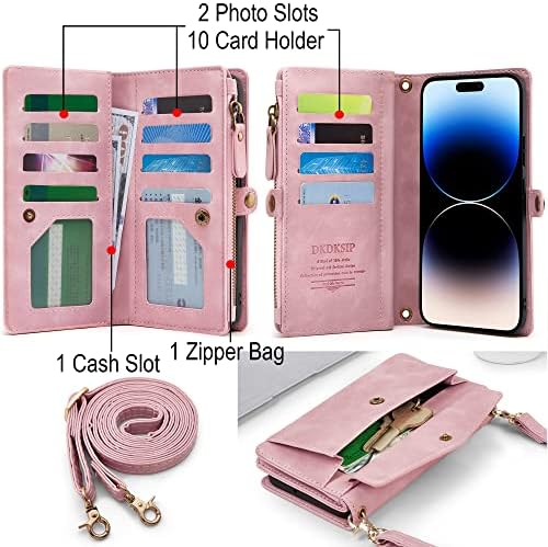 Dkdksip za iPhone 14 Pro torbicu za žene, podržava bežično punjenje sa RFID držačem za blokiranje kartice,