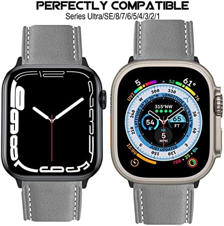 Botomall kompatibilan sa Appleam Watch Ultra bend kožom 49/45/44 / 42mm 41/40 / 38mm Serija 8 7 SE 6 5 4 3 2 1 Premium Vintage Kožne zamjenske kaiševe za IWATCH muškarci