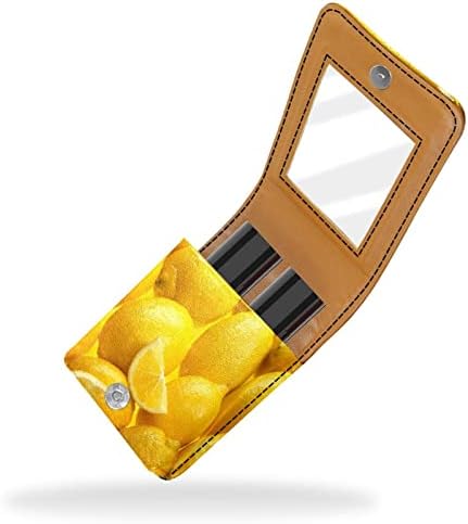 Voćni limuni teksturni Žuti ruž za usne sa ogledalom za torbicu Mini držač ruža Organizator torba putna kozmetička torbica, 9, 5x2x7 cm/3, 7x0, 8x2, 7 in