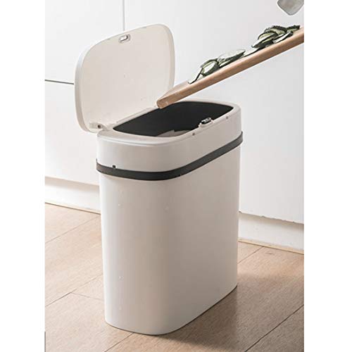 Wenlii Inteligentna senzorska smeća može toaletirati automatski poklopac uski šav smeće bin toaletni papir Košarica Električni dnevni boravak kreativan