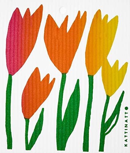 Kattinatt švedski set posuđe od 3 | Tema za cvijeće Vrt | Eco Friendly Spužvačka krpa | Zamjena papirne