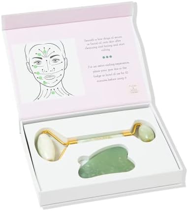 Flora & Noor Restoration & renewal Kit / Gua Sha i Jade Roller Set-prirodni alat za masažu lica za anti-Aging