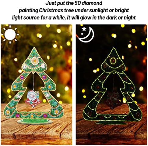 Sjaj u tamnoj 5D dijamantskih slikanje božićnih ukrasa ukrasa, odrasli djeca dvostrani Dvostrani diy dijamantni
