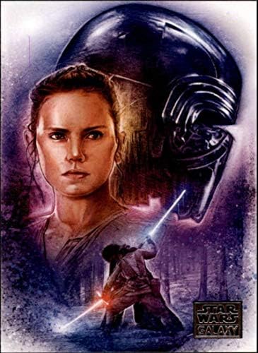 2018 TOPPS Star Wars Galaxy # 20 Rastuća svjetlost u tami Kylo Ren vs. Rey Adam Schickling Službena ne-sportska trgovačka kartica u NM-u ili boljeg Conditona