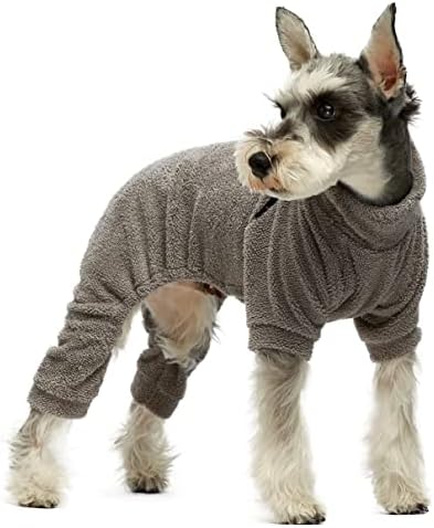 Fitwarm pas turtleneck nejasne pidžame sa reflektirajućom etiketom, laganim baršunastim 4 nogu kućnim ljubimcem, pseća zimska odjeća za male pse, mačja odjeća, siva, velika