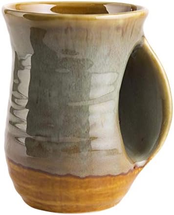 Šolja za grejanje ruku, ručno izrađena keramika keramika i ručno obojena - Konturirani džep će zadržati toplotu od toplote vašeg pića kako bi vam prsti bili topli, udobni grijač za ruke