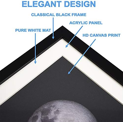 ENGLANT - 4 komada uokvirena Mjesečeva faza platnena zidna Umjetnost, crno-bijeli zidni dekor spavaće sobe,
