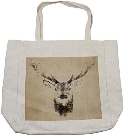 Ambesonne Deer torba za kupovinu, portret Jelena u Retro stilu sa digitalnim tačkama i geometrijskim