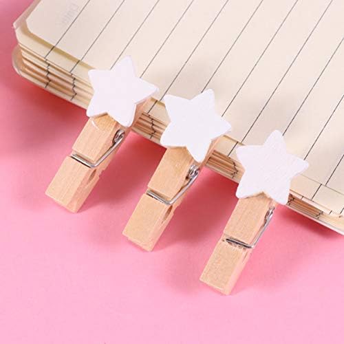 HEALLILY 100pcs Mini drvene štipaljke za odjeću u obliku zvijezde zidne viseće kopče za fotografije