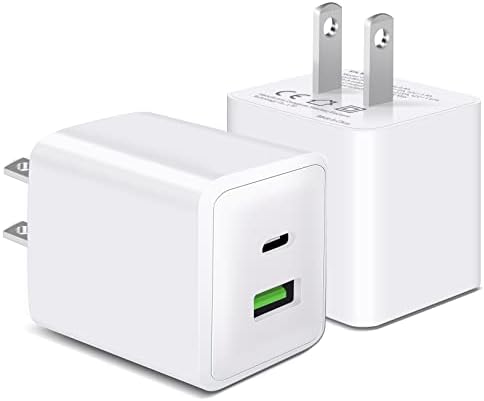 2 paket USB C zidni Punjač, PLSFLICK 20w Dual Port isporuke snage brzi tip C punjenje blok Adapter za iPhone