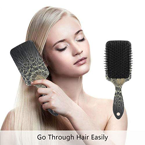 Vipsk Zračni četkica za kosu, plastična šarena crna datura mandale, pogodna dobra masaža i antitatska detaljiva četkica za kosu za suhu i mokru kosu, gustu, kovrčavu ili ravno