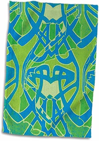 3D ruža zelena i plava vintage Art Nouveau Celctic čvorovi Sažetak dizajna ručni / sportski ručnik, 15 x 22