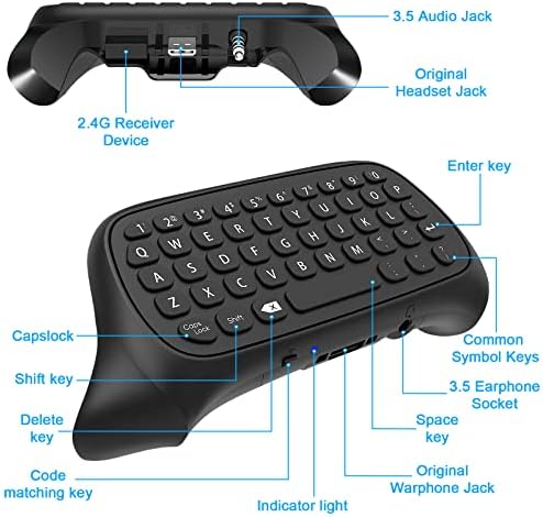 Bežična tastatura za Xbox One / S, za X / S seriju X / S, mini chatpad kontroler Poruka Tastatura ugrađeni zvučnik sa 2,4 g prijemnika i 3,5 mm audio priključnice za Xbox serije X / S / One / S /