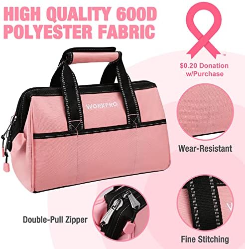 WORKPRO 13-inčna ružičasta torba za alat i 4-dijelni set ružičastih kliješta