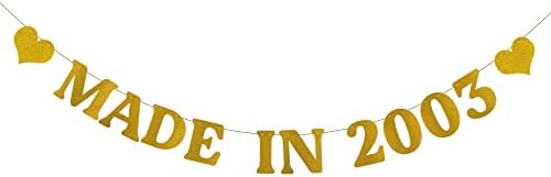 Napravljeno u 2003. godini Baner, pre-nagnute, Gold Glitter Paper Garlands za muškarčevih 20 godina 20. rođendani ukrasi, slova zlato, abcpartyland