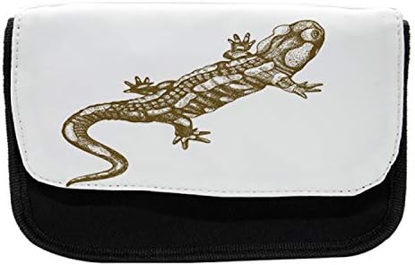 Lunarabilna pernica za životinje, egzotični gušter daždevnjaka, torba za olovku od tkanine sa dvostrukim patentnim zatvaračem, 8,5 x 5,5, bijela bež