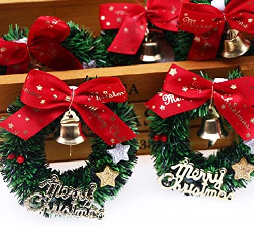 Žreo mi zelenilo 10 kom Mini božićne vijenke sa zvonima i lukovima umjetni božićni vijenac Božićni vijenci