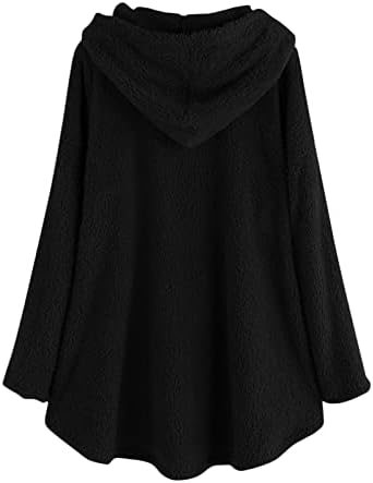 Basysin Plus size Zimski kaputi za žene s kapuljačom sa kapuljačom labava runo dugme za jaknu prema dolje prevelika odjeća
