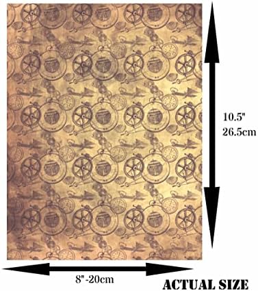 Steampunk mix papir za rižu, 8 x 10,5 inča - 6 x različite tiskane malberry papirne slike 30gsm vidljiva vlakna za decoupage obrt Mješani medijski kolaž umjetnost