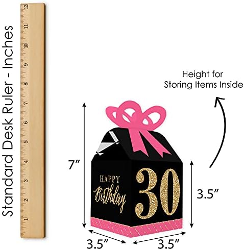 Velika tačka sreće šik 30. rođendana - ružičasta, crna i zlatna - kvadratna poklon kutija -