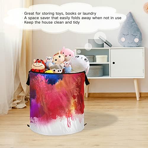 PoerietCity svijetle akvarelne mrlje duge boje u boji Sažetak boja Pop up rublje košarice, uvlačiva prljava košarica s patentnim zatvaračem, torba za pohranu kanta za pranje za pranje za pranje za perilica