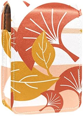 ORYUEKAN Mini torba za šminkanje sa ogledalom, torbica za kvačilo od umjetne kože, Autumn Ginko list Modern