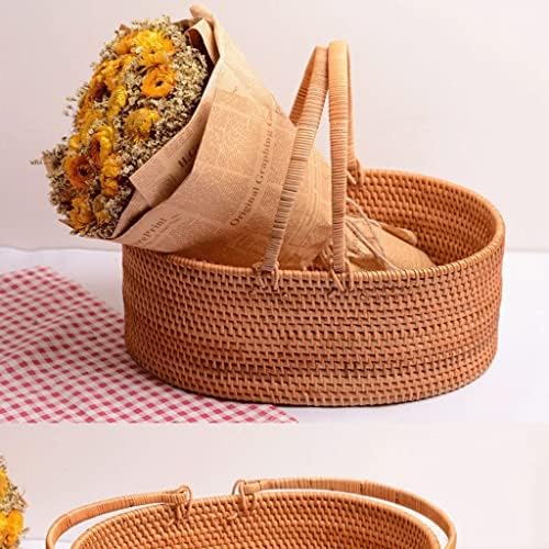 JKUYWX jesen pletena korpa za voće za domaćinstvo ovalna ručna korpa za čuvanje cvijeća i korpe za povrće