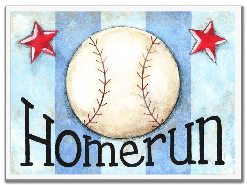 Dječija soba Stupell Homerun Baseball sa plavim prugama pravougaona zidna ploča, 11 x 0,5 x 15, ponosno