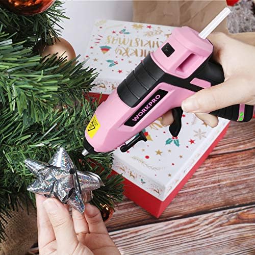 WORKPRO Pink Akumulatorski Pištolj za vruće topljenje + 52-dijelni Set ružičastih alata za žene
