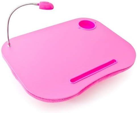 Relaxdays laptop ladica sa držačem čaša i LED svjetlom - svijetla ružičasta