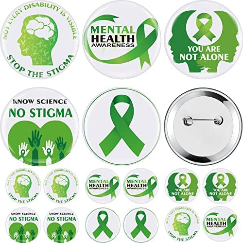 Sasylvia 2.3 Inch Mental Health Awareness Bulk Round Chest button značka broš svijest zelena traka
