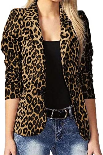 Prdecexlu Houk Coats Teen Girls Trendy Badnjak 3/4 rukava V izrez Blazer Comfort Slim Fit Cheetah