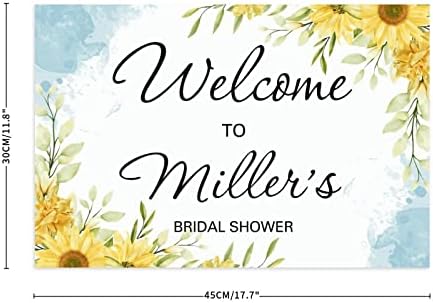 Wedwed Welcome Sign cvjetovi suncokret cvijeće Prilagođena mladenka i mladenka imena vjenčanja bijela