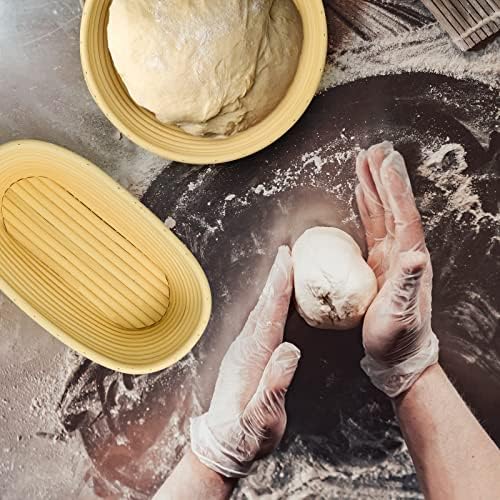 Tawuheik Bread Banneton korpa za dokazivanje Set od 2, 9 inča okrugla & 10 inča ovalna trska korpe za kiselo testo set za proveru, komplet zanatskog hleba, pekarski pokloni, profesionalno & amp; domaće pečenje hleba od kiselog testa